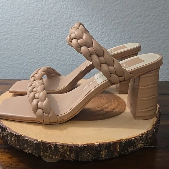 DOLCE VITA Paily Heeled Sandal  Cream Sz 9 Square Toe - Picture 5 of 12